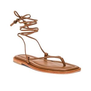 A.Emery Finch Sandal Flip Flop Wrap Deep Tan Leather Size 41/11 NWT